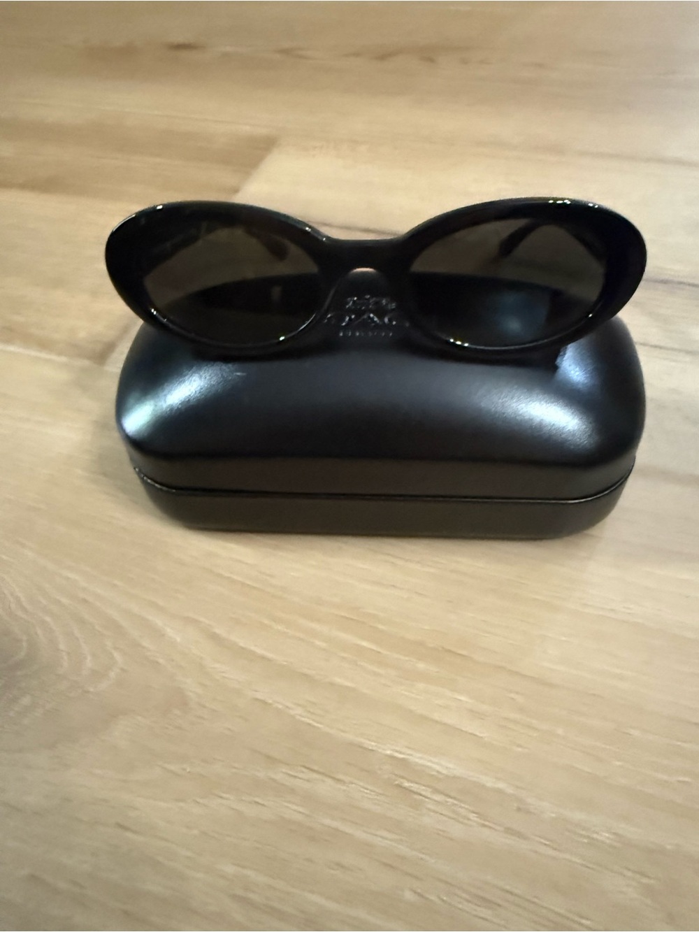 Coach Women's Black Oval Sunglasses with Dark Lenses - Picture 9 of 11